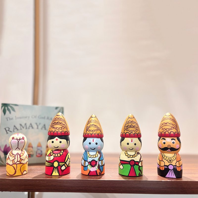 Handpainted wooden peg dolls